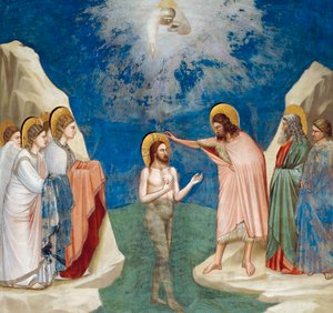 Baptism of Christ, (detail) from Life and Passion of Christ, by Giotto by Giotto (c.1266 1337)
