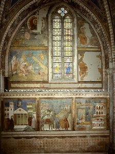 Scenes from the Life of St. Francis: The Simple Man Honours St. Francis; St. Francis Gives his Coat to the Poor Knight; St Francis Sees in the Dream a Palace full of Arms by Giotto (c.1266 1337)