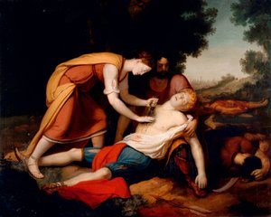 Erminia Treating Tancred by Giovanni (1826 1903) Costa