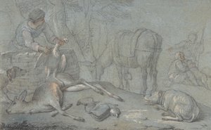 Hunters with Dead Game in a Landscape