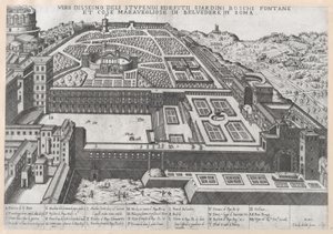 Speculum Romanae Magnificentiae: Aerial View of the Belvedere and its Gardens, 1579