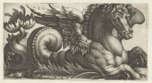 Winged Seahorse with an Open Leaf at the End of Its Tail (Friezes with Sea Monsters) by Giovanni Andrea Maglioli