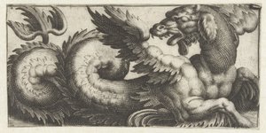 Winged Seal Looking Back (Friezes with Sea Monsters) by Giovanni Andrea Maglioli