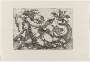 Putto Riding a Seahorse by Giovanni Andrea Maglioli