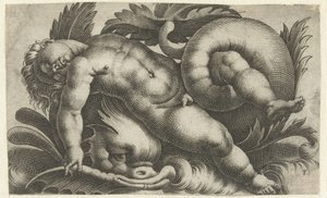 Sleeping Putto on Dolphin by Giovanni Andrea Maglioli