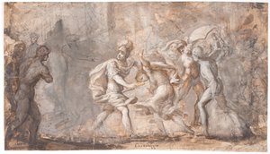 Tarpeia Being Crushed Under the Shields of the Sabines by Giovanni Angelo Canini