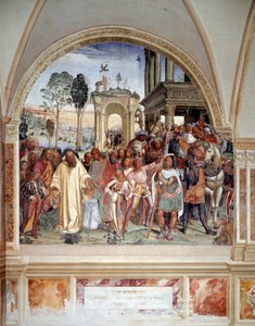 Benoit receives two young Romans Maur and Placide (fresco)