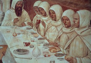 St Benedict having obtained ample flour and fed the monks (detail) by Giovanni Antonio Bazzi Sodoma