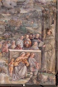 St Anthony Arriving in Padua, Where He Restores Peace Between the Citizens with the Strength and Sweetness of His Preaching (detail) by Giovanni Antonio Corona