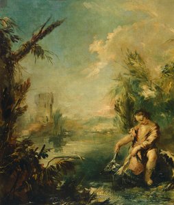 Detail of Tobias and Fish by Giovanni Antonio Guardi