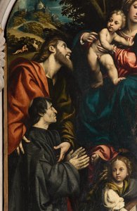 Madonna and Child between Saints Philip and James and the donor Giacomo Schizzi, 1522 (detail)