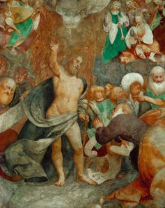 Christ Judge welcomes Saint Peter in heaven