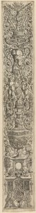 Griffins and Two Cupids Crossing Halberds, plate five of Twelve Ornament Panels by Giovanni Antonio da Brescia