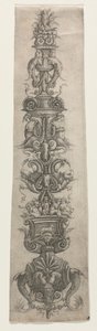 Upright Arabesque with Masks, Cupids and Nereids by Giovanni Antonio da Brescia