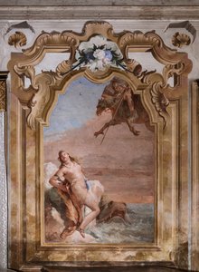 Palazzina (Small Building): Second Room or Room of Ariosto with Frescoes Representing Episodes from "Orlando Furioso": "Ruggiero Rescuing Angelica from the Sea Monster"