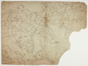 Saints, or Allegorical Figures and Putti on Clouds