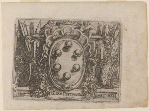Dedication to Don Pietro Medici from "Bizzarie di varie Figure" by Giovanni Battista Bracelli
