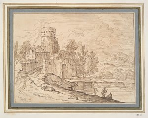 Landscape with Castle Near Water by Giovanni Battista Busiri