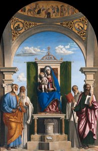 Enthroned Madonna with Child and Saints Peter, Romuald, Benedict and Paul, ca 1595