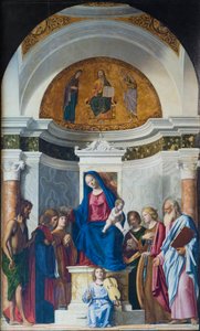 Enthroned Madonna with Child and Saint John the Baptist, Saint Cosmas, Saint Damian (c.1507)