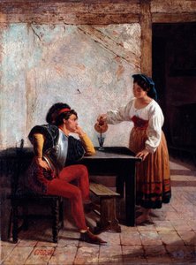 Young Servant in an Inn and a Soldier