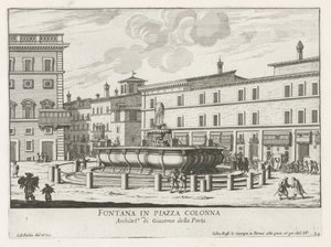 Fountain on Piazza Colonna in Rome (title on object: Fountain in Piazza Colonna) (series title: Fountains of Rome) by Giovanni Battista Falda