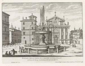 Fountain on Piazza Scossacavalli in Rome by Giovanni Battista Falda
