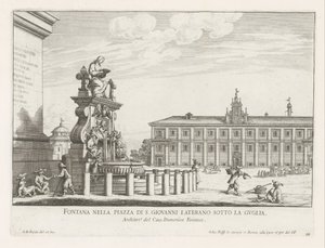 Fountain on Piazza di San Giovanni in Laterano in Rome by Giovanni Battista Falda