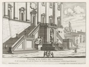 Fountain in Front of the Palazzo Senatorio on the Capitoline Hill in Rome by Giovanni Battista Falda