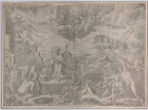 The Vision of Ezekiel, with the Dead Rising and Putting on Their Flesh, God the Father Above, 1579 by Giovanni Battista Fontana