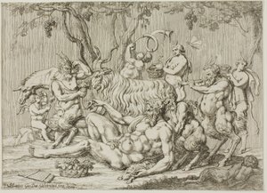 Silenus Reclining with Goats and Satyrs