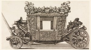 Side View of the First Carriage (1686) of Lord Castelmaine Built in 1686 by Andrea Cornely after Ciro Ferri, 1687-1700 by Giovanni Battista Lenardi