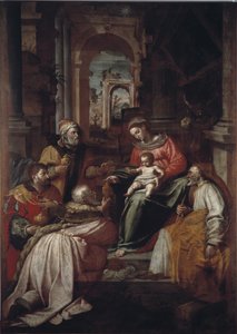Adoration of the Magi. Painting by Giovanni Battista Perolli 1567 Genes, Museo Diocesano