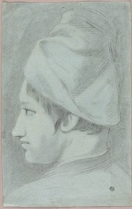 Head of Boy Wearing Hat in Profile