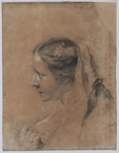 Head of a Woman in Profile with a Scarf by Giovanni Battista Piazzetta