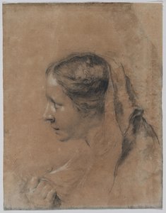 Head of a Woman in Profile with a Scarf by Giovanni Battista Piazzetta