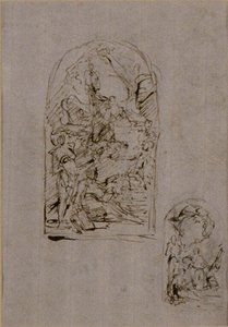 Sketches for an Altar with Saint Margaret of Cortona, Saint Sebastian and Saint Roch (recto); Two Sketches for an Altar (verso) by Giovanni Battista Piazzetta