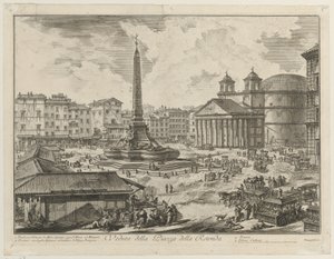 View of the Piazza della Rotonda with the Pantheon and the Obelisk