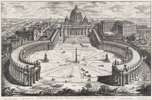 View of the Illustrious Vatican Basilica with Wide Portico and Adjacent Forecourt by Giovanni Battista Piranesi