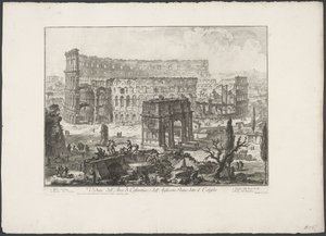 Arch of Constantine and the Colosseum in Rome by Giovanni Battista Piranesi