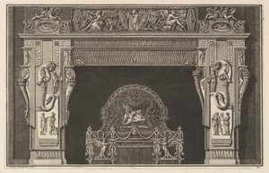 Chimneypiece: Frieze of Trophies and Winged Victories on the Lintel by Giovanni Battista Piranesi