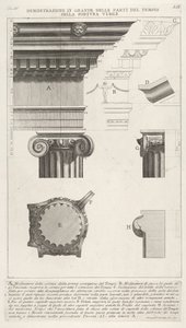 Cornice and Column from the Temple of Fortuna Virilis, from 1756 by Giovanni Battista Piranesi