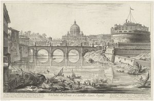 Bridge of Angels and Castle of Angels in Rome (Views of Rome, Vedute di Roma by Giambattista Piranesi)