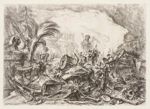 Groteschi: Ruins with a Statue of a Faun and a Fallen Column by Giovanni Battista Piranesi