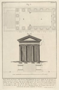 Plan and Facade of the Temple of Fortuna Virilis, from the Series of Roman Antiquities by Giovanni Battista Piranesi