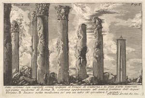 Seven Columns of the Temple of Juturna with Corinthian Capitals, 18th Century by Giovanni Battista Piranesi