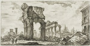 Temple of Jupiter Tonans [Jupiter the Thunderer]. Temple of Concord, plate 7 from Some Views of Triumphal Arches and other Monuments by Giovanni Battista Piranesi