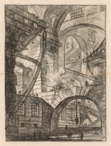 The Prisons: A Perspective of Arches with a Smoking Fire