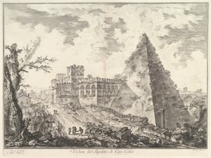 The Pyramid of Caius Cestius, with the Porta S. Paolo and Adjoining Road by Giovanni Battista Piranesi