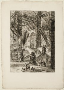 The Staircase with Trophies, plate 8 from Imaginary Prisons by Giovanni Battista Piranesi